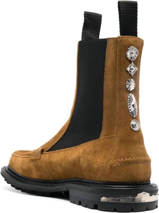 Toga Virilis stud-embellished suede boots Brown