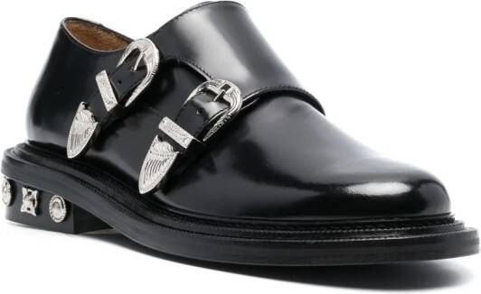Toga Virilis studded 40mm leather monk shoes Black