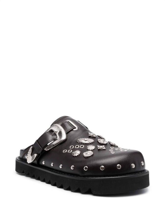 Toga Virilis studded leather slippers Brown