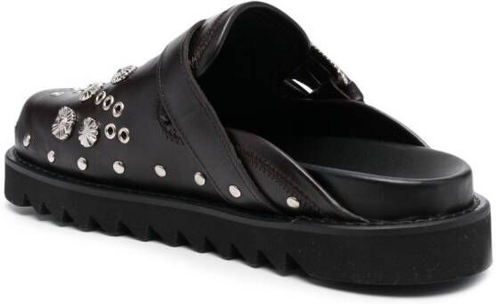 Toga Virilis studded leather slippers Brown