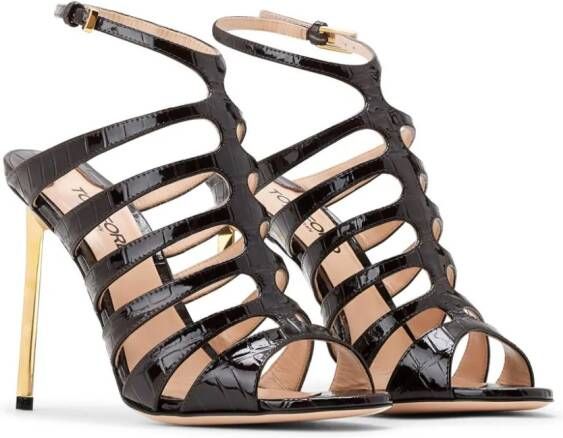 TOM FORD 105mm crocodile-embossed leather sandals Brown