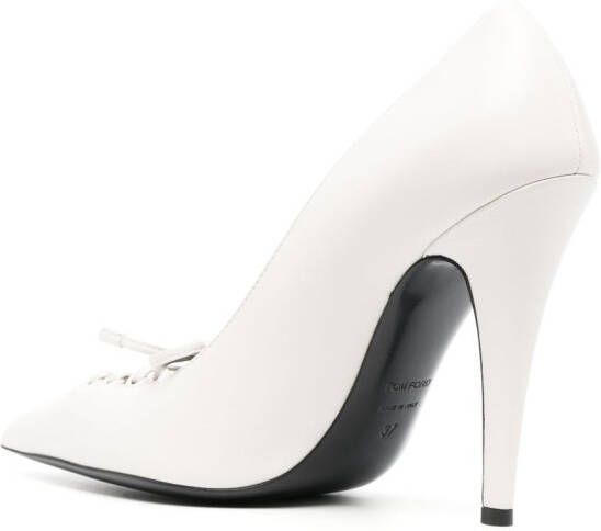 TOM FORD 110mm lace-up leather pumps White
