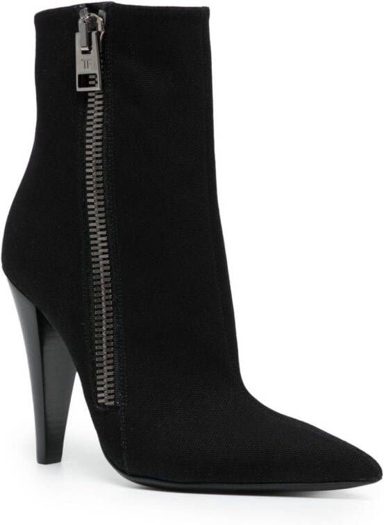 TOM FORD 120mm pointed-toe canvas ankle boots Black