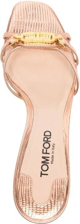 TOM FORD 60mm logo-plaque leather mules Neutrals