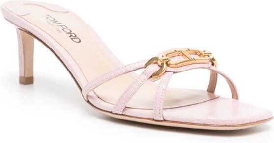 TOM FORD 60mm logo-plaque leather mules Pink