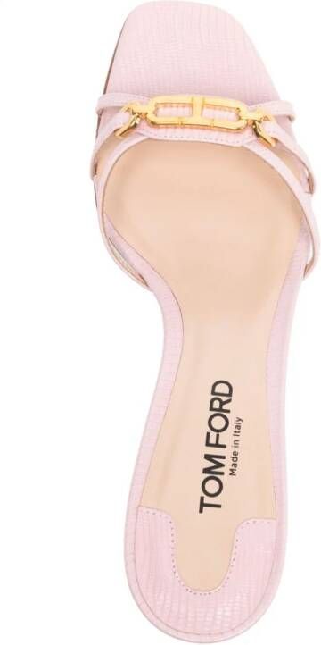 TOM FORD 60mm logo-plaque leather mules Pink