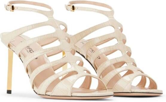 TOM FORD 85mm crocodile-embossed leather sandals Neutrals