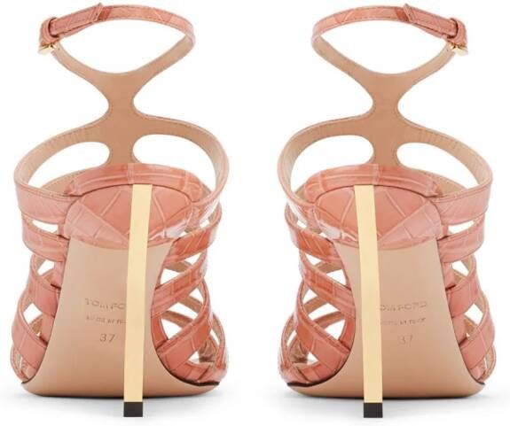 TOM FORD 85mm crocodile-embossed leather sandals Pink