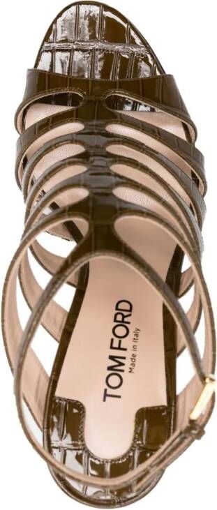 TOM FORD 95mm caged leather sandals Green