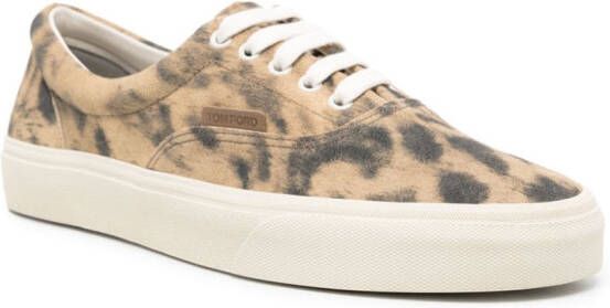 TOM FORD animal-print suede sneakers Neutrals