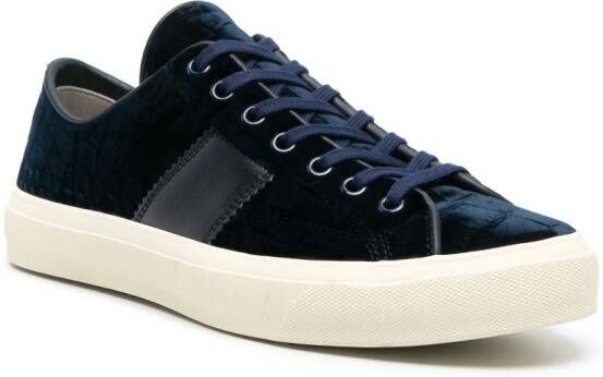 TOM FORD Cambridge crocodile-effect leather sneakers Blue