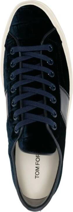 TOM FORD Cambridge crocodile-effect leather sneakers Blue