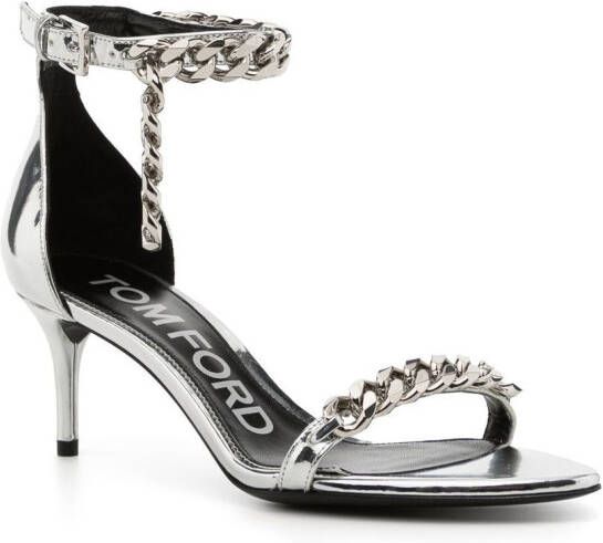 TOM FORD chain-detail heeled sandals Silver