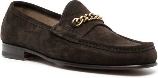 TOM FORD chain suede loafers Brown