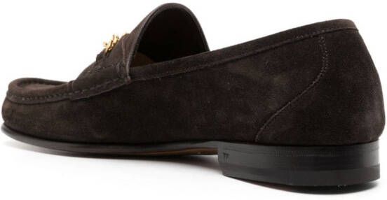 TOM FORD chain suede loafers Brown