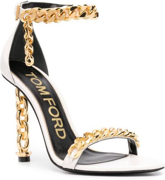 TOM FORD chain-link detailed 105mm heel sandals White