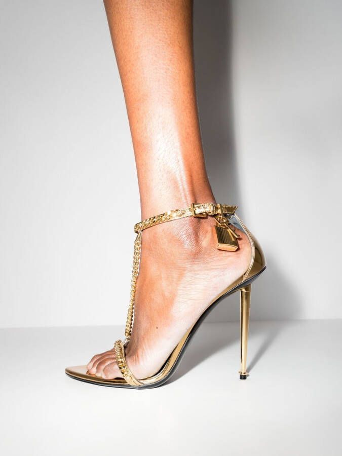 TOM FORD chain-link stiletto sandals Gold