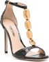 TOM FORD Chain T-Strap crocodile-embossed sandals Black - Thumbnail 2