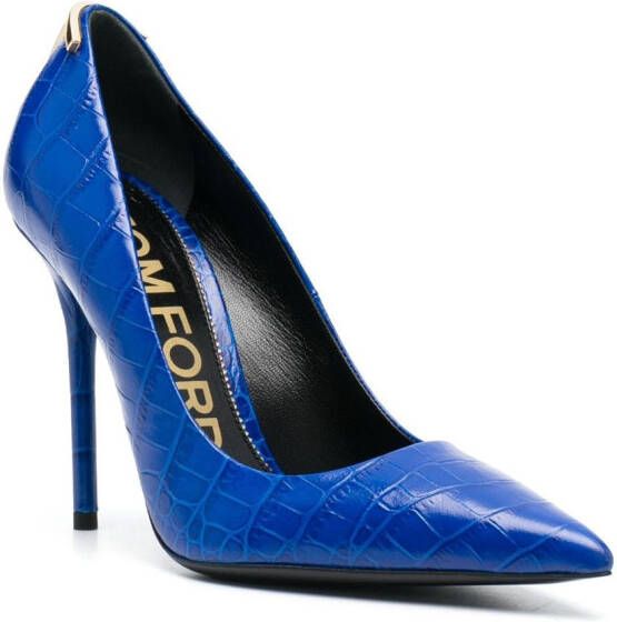 TOM FORD croc-embossed leather pumps Blue