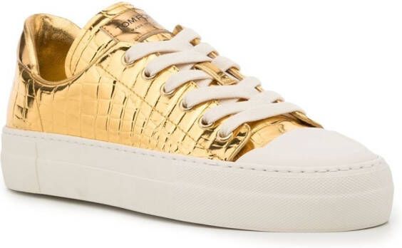 TOM FORD crocodile-embossed metallic sneakers Gold