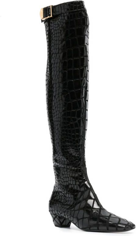 TOM FORD crocodile-effect calf-leather boots Black