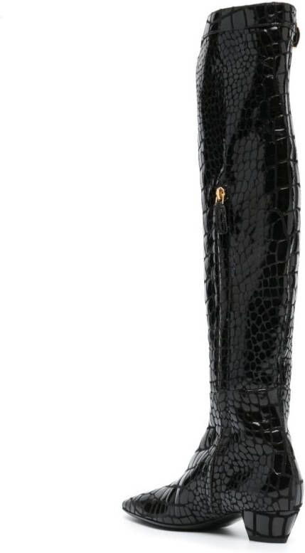 TOM FORD crocodile-effect calf-leather boots Black
