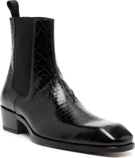 TOM FORD crocodile-effect leather boots Black