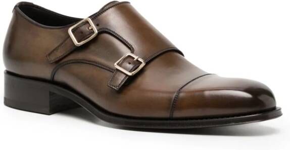 TOM FORD Elkan leather monk shoes Brown