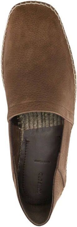 TOM FORD grained leather espadrilles Brown