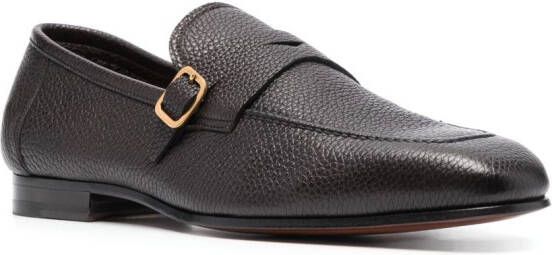 TOM FORD grained square-toe loafers Brown