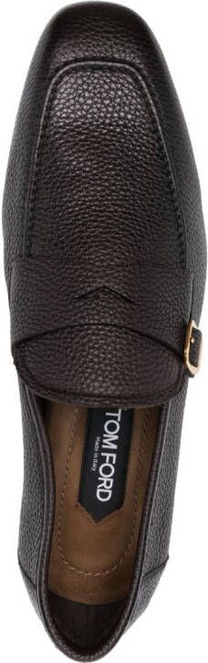 TOM FORD grained square-toe loafers Brown