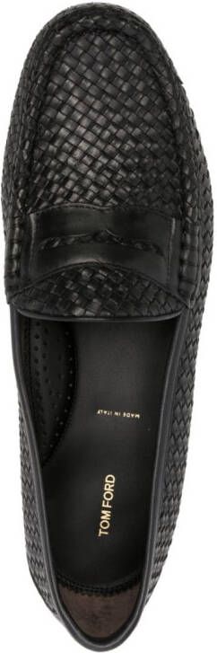 TOM FORD interwoven-design leather loafers Black