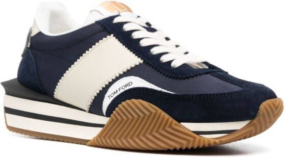 TOM FORD James panelled leather sneakers Blue