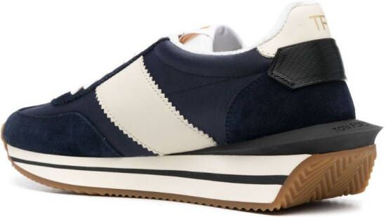 TOM FORD James panelled leather sneakers Blue