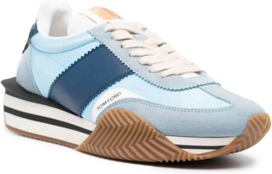 TOM FORD James suede-panelling sneakers Blue