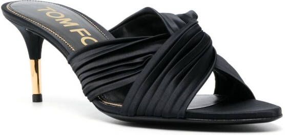 TOM FORD knot-detail 75mm pleated mules Black