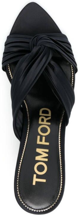 TOM FORD knot-detail 75mm pleated mules Black