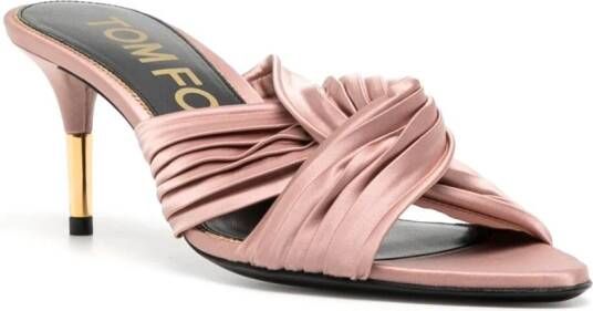 TOM FORD knot-detail 75mm pleated mules Pink