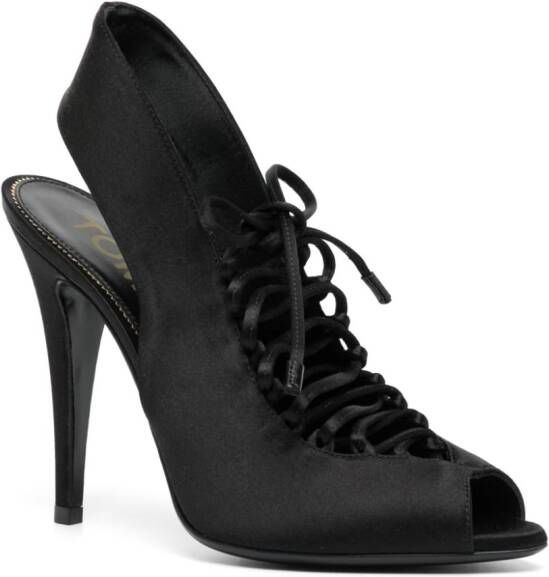 TOM FORD lace-front 110mm leather pumps Black