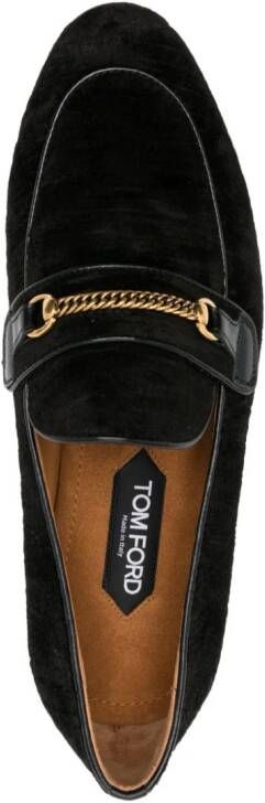 TOM FORD Liam chain velvet loafers Black