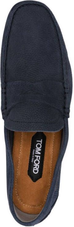 TOM FORD logo-appliqué leather loafers Blue