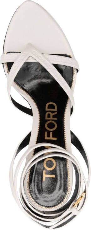TOM FORD logo-embossed heeled leather sandals White