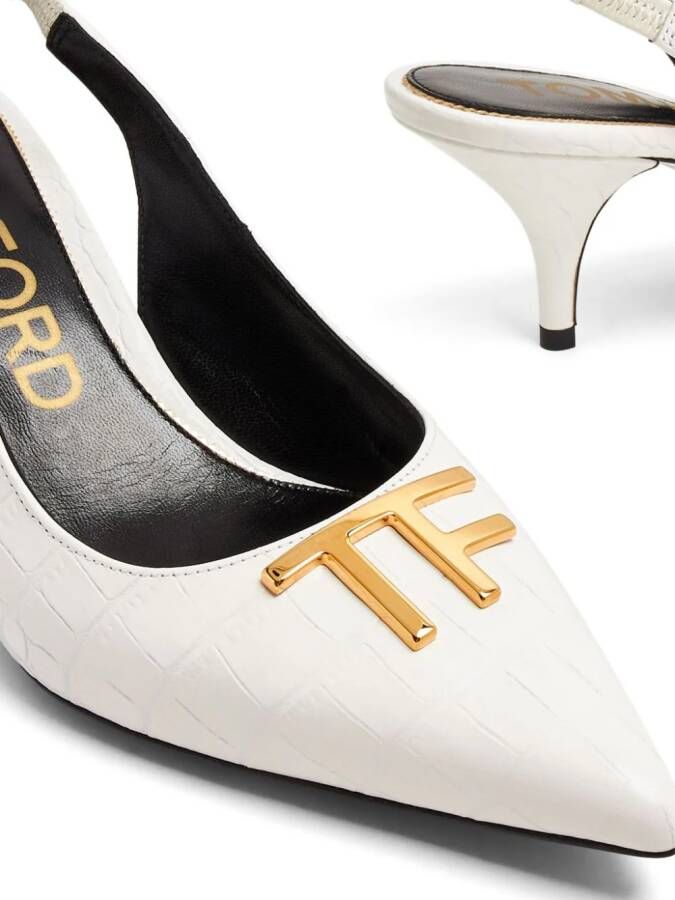 TOM FORD logo-lettering leather pumps White