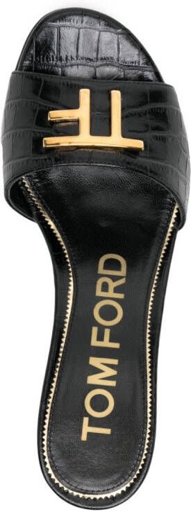 TOM FORD logo-plaque 40mm leather mules Black