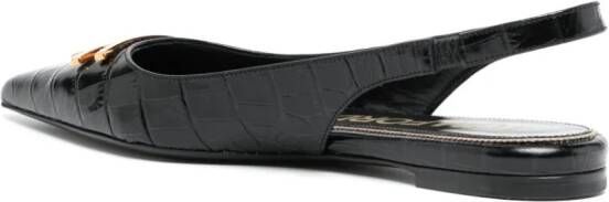 TOM FORD crocodile-effect leather slingback pumps Black