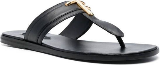 TOM FORD logo-plaque leather flip flops Black