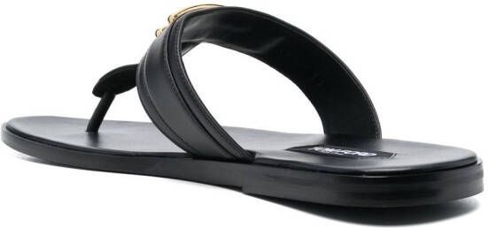 TOM FORD logo-plaque leather flip flops Black