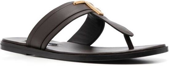 TOM FORD logo-plaque leather sandals Brown