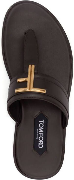 TOM FORD logo-plaque leather sandals Brown