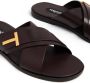 TOM FORD logo-plaque leather slides Brown - Thumbnail 4